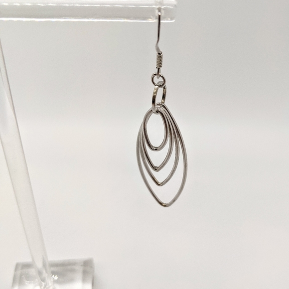 Sterling silver Layered Feather Earrings - Picture 2 of 4